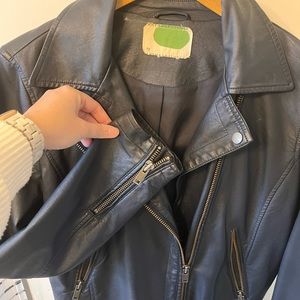 Navy blue faux leather jacket